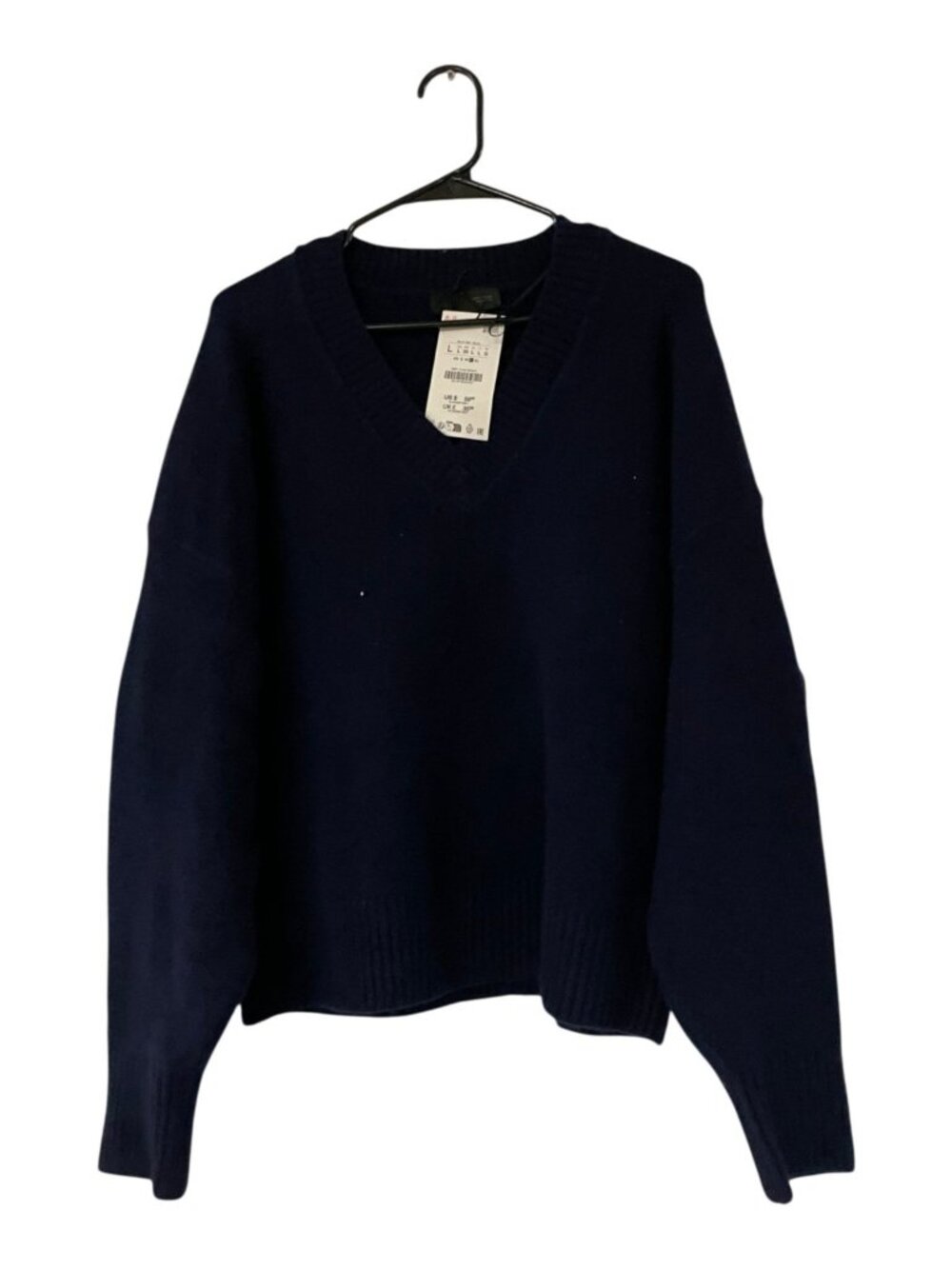 Zara Womens Sweater Large Knitwear Navy Blue Long Sleeve Pullover 2142/162 NWT - Picture 3 of 14